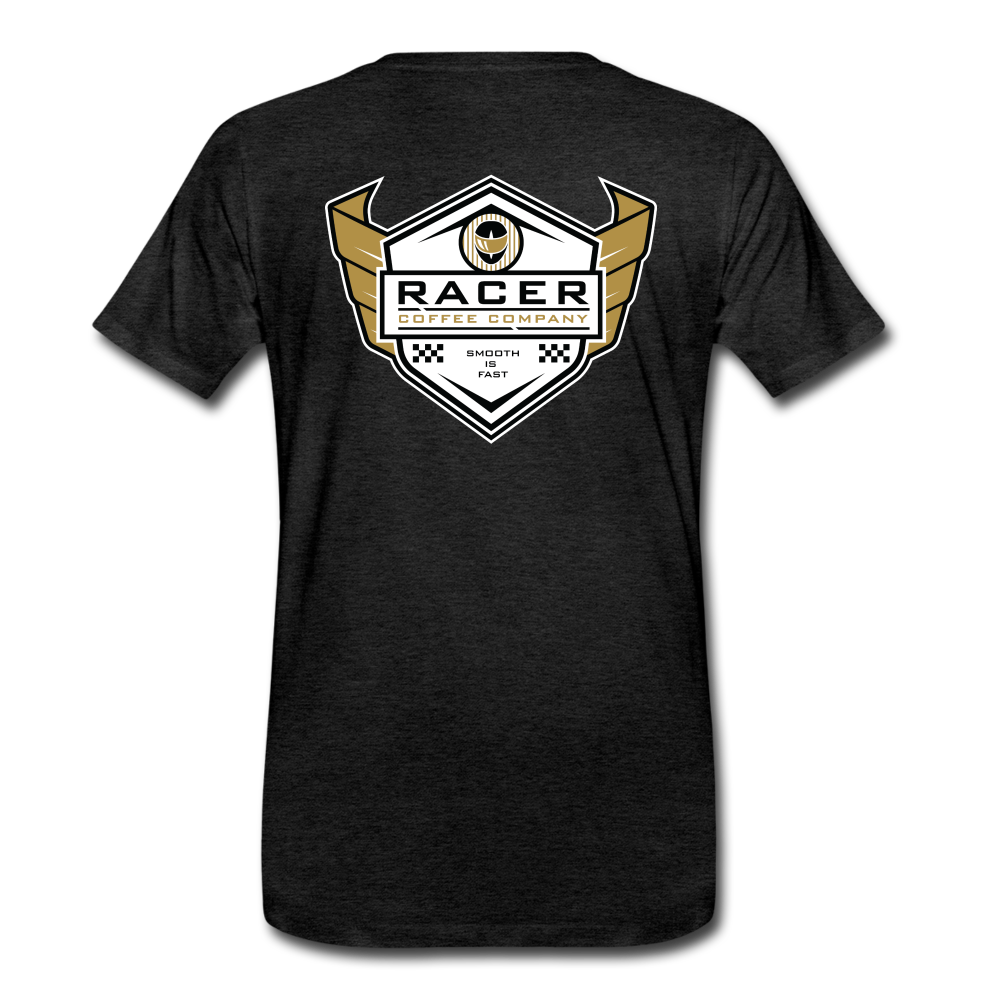 Premium Organic Tee - Racer Winged Badge - charcoal grey